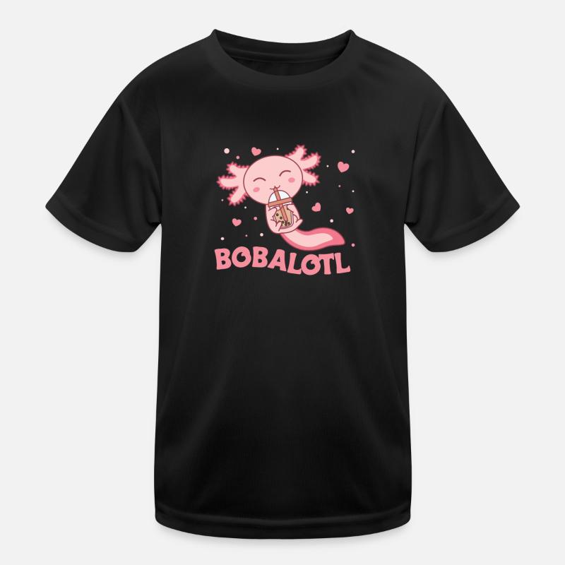 Bobalotl Axolotl Lovers Sweet Animals Bubble Tea Kids Functional T-Shirt