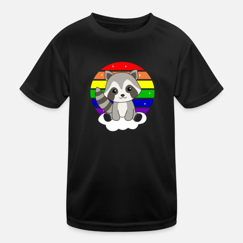 Arc-en-ciel Raton laveur doux pour les enfants T-shirt sport Enfant