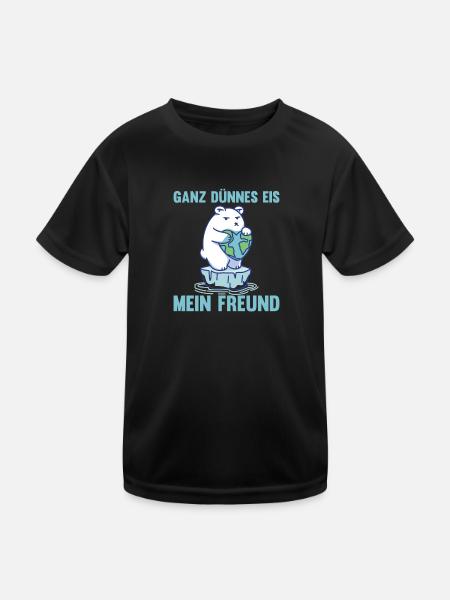 Polar bear thin ice my friend funny - Kids Functional T-Shirt - black - Front