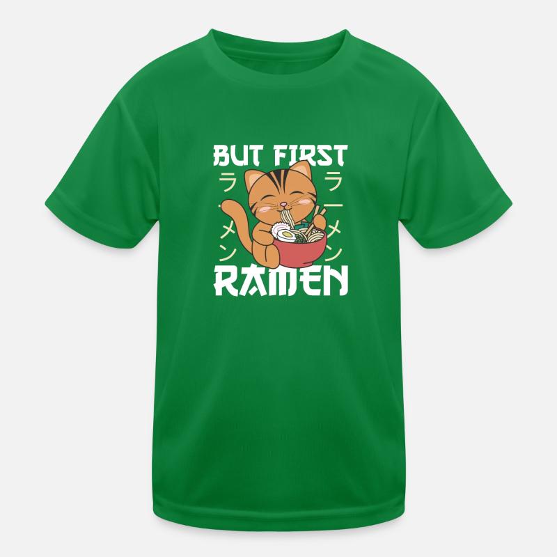But first Ramen süße Katze isst Ramen Kinder Funktions-T-Shirt