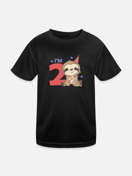 Paresseux pour le deuxième anniversaire pour les enfants de 2 ans - T-shirt sport Enfant - noir - Devant