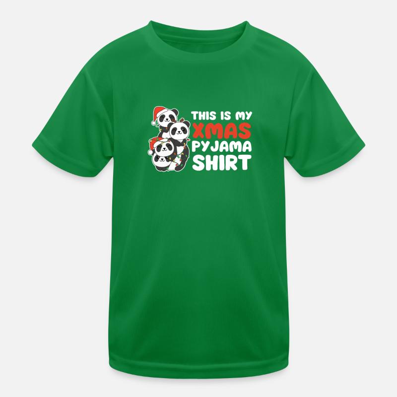 Panda Christmas Tree Christmas Pajamas Kids Functional T-Shirt