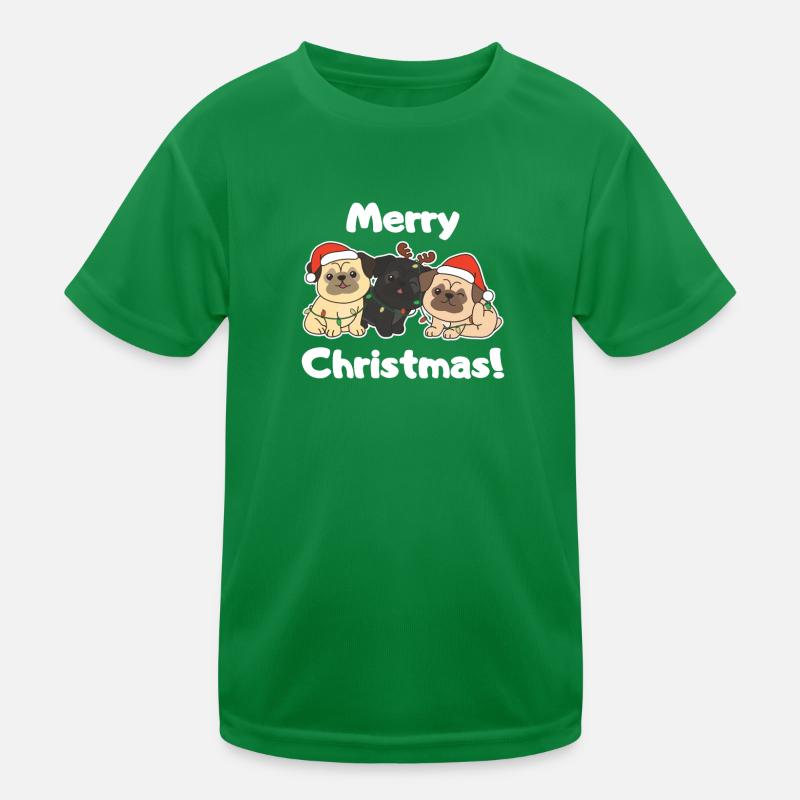 Carlin Noël Animaux mignons Chiens Joyeux Noël T-shirt sport Enfant