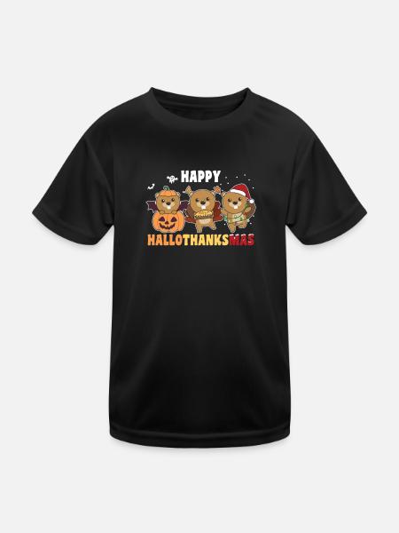 Happy Hallothanksmas Beaver Christmas Beaver - Kids Functional T-Shirt - black - Front