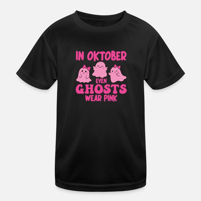 in october even Ghosts wear pink Breast Cancer Kids Functional T-Shirt