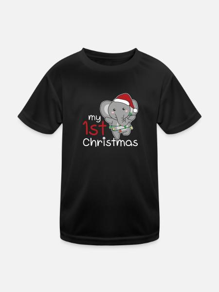 Éléphant de Noël Eléphant mon 1er Noël - T-shirt sport Enfant - noir - Devant