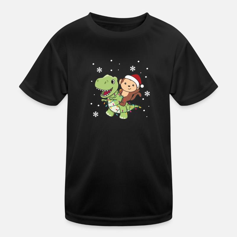 Monkey Trex Christmas Snow Winter Animals Kids Functional T-Shirt