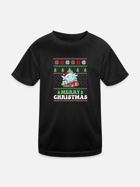 Joyeux Noël rétro moche Noël Axolotl - T-shirt sport Enfant - noir - Devant