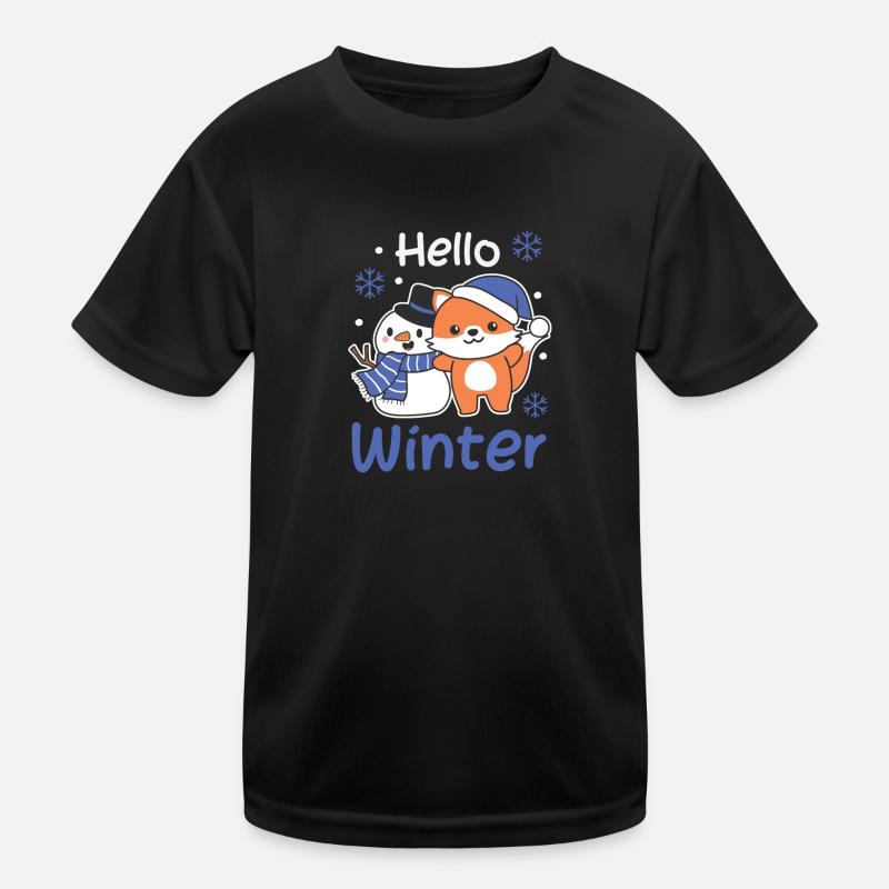 Fuchs Hello Winter schneemann schnee Kinder Funktions-T-Shirt