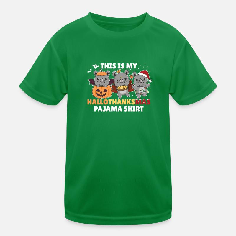 Hellothanksmas Chemise Pyjama Rhinocéros Noël T-shirt sport Enfant