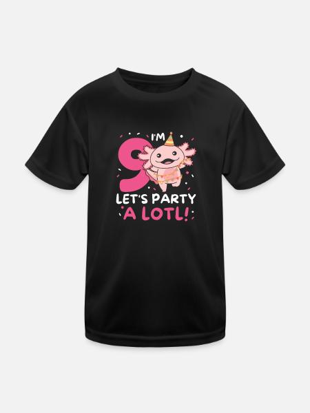 9ème anniversaire Axolotl neuf ans doux Axolotls - T-shirt sport Enfant - noir - Devant