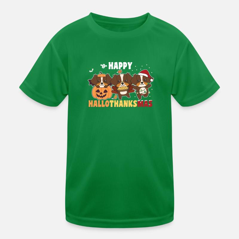 Happy Hallothanksmas Australian Shepherd Kinder Funktions-T-Shirt