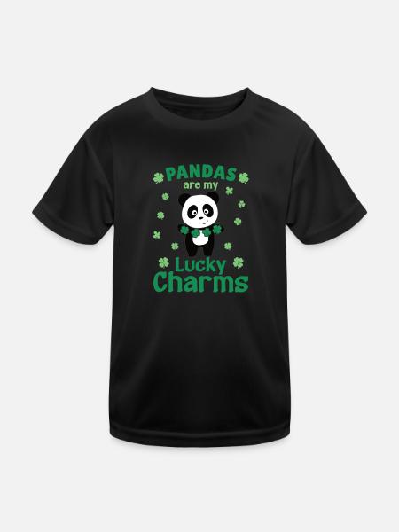 Les pandas sont mes porte-bonheur La Saint-Patrick - T-shirt sport Enfant - noir - Devant
