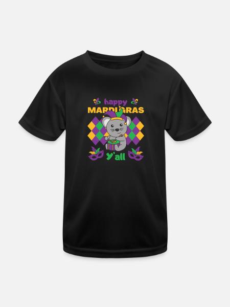 Fasching Maus mit Trommel Faschings Kostüm - Kinder Funktions-T-Shirt - Schwarz - Vorne