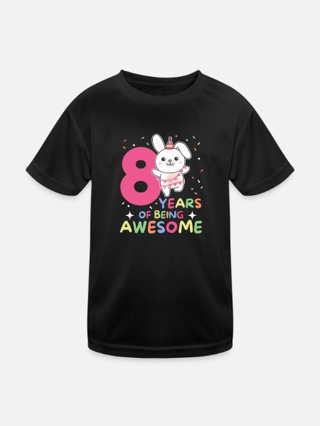 Hase zum 8. Geburtstag Kinder acht Jahre alt - Kinder Funktions-T-Shirt - Schwarz - Vorne