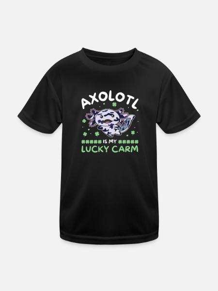 Axolotl is my lucky carm Kleeblatt St Patricks Day - Kids Functional T-Shirt - black - Front