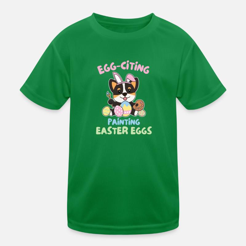 cute dogs for Easter Corgi Kids Functional T-Shirt