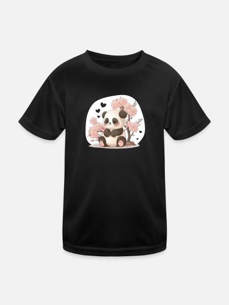 Panda cute animals for kids Kawaii pandas bears - Kids Functional T-Shirt - black - Front
