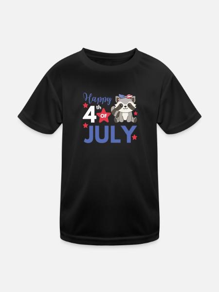 4 juillet American Raccoon for Kids USA - T-shirt sport Enfant - noir - Devant
