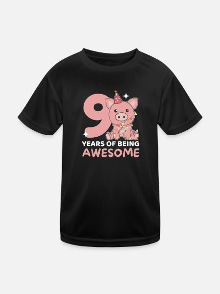 Cochon pour les enfants de 9 ans de neuf ans - T-shirt sport Enfant - noir - Devant