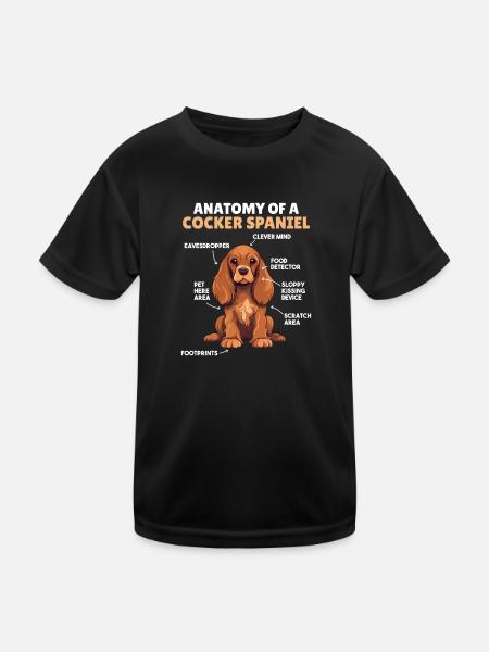 Explication du chien Anatomie d’un cocker Spaniel - T-shirt sport Enfant - noir - Devant