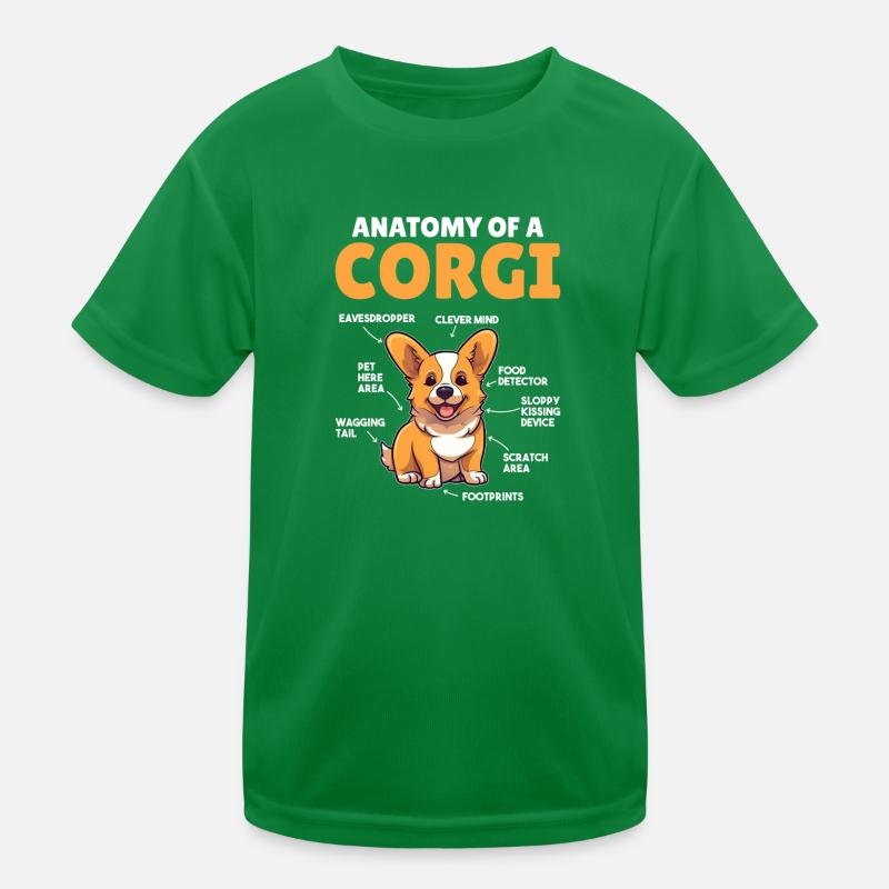 Hunde Erklärung Anatomy eines Corgi Kinder Funktions-T-Shirt