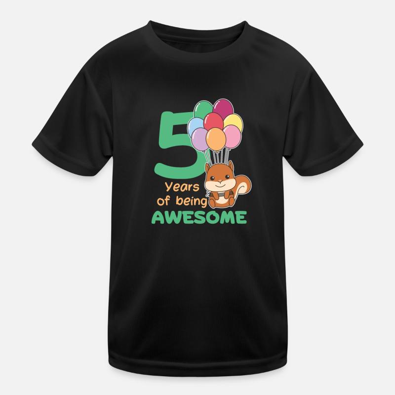 Squirrel for 5th birthday children five years Kids Functional T-Shirt