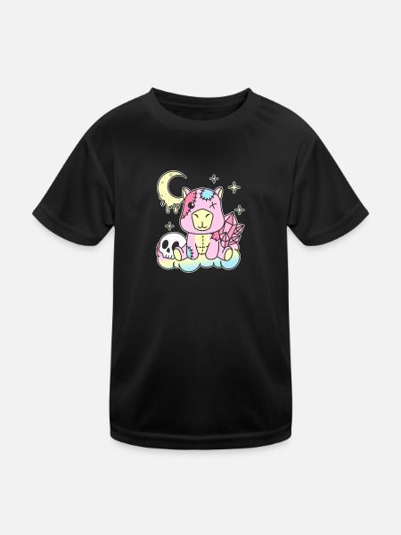 Kawaii Gothic Capybara Pastellfarben Gothic Goth - Kinder Funktions-T-Shirt - Schwarz - Vorne
