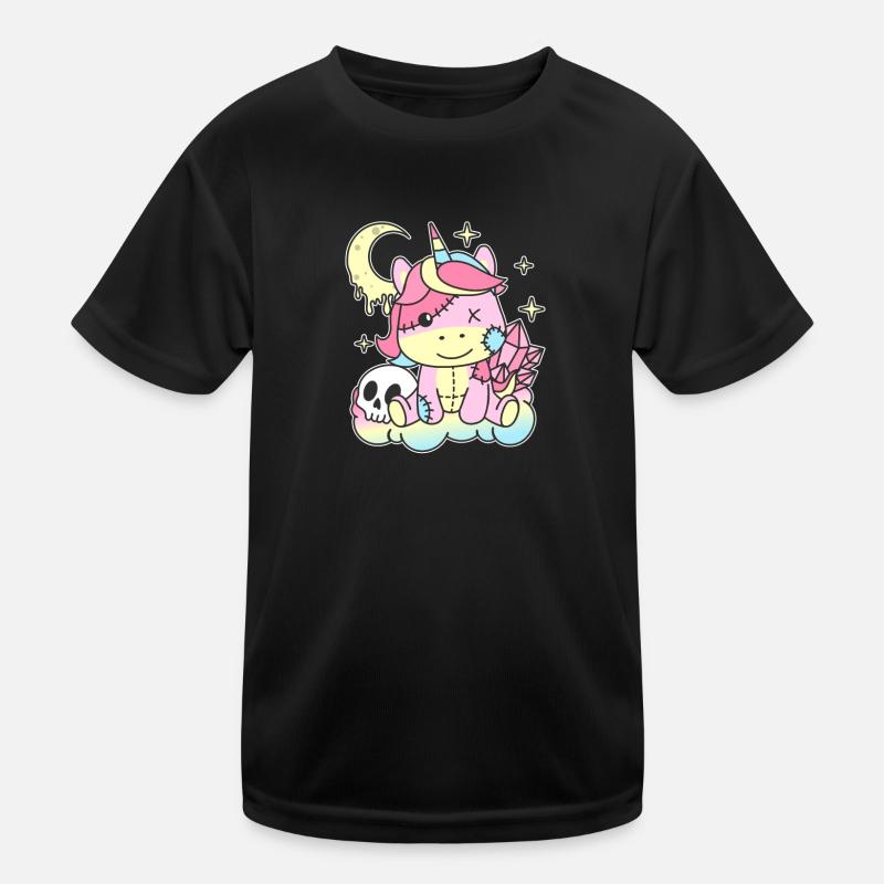 Kawaii Gothic Einhorn Pastellfarben Gothic Goth Kinder Funktions-T-Shirt