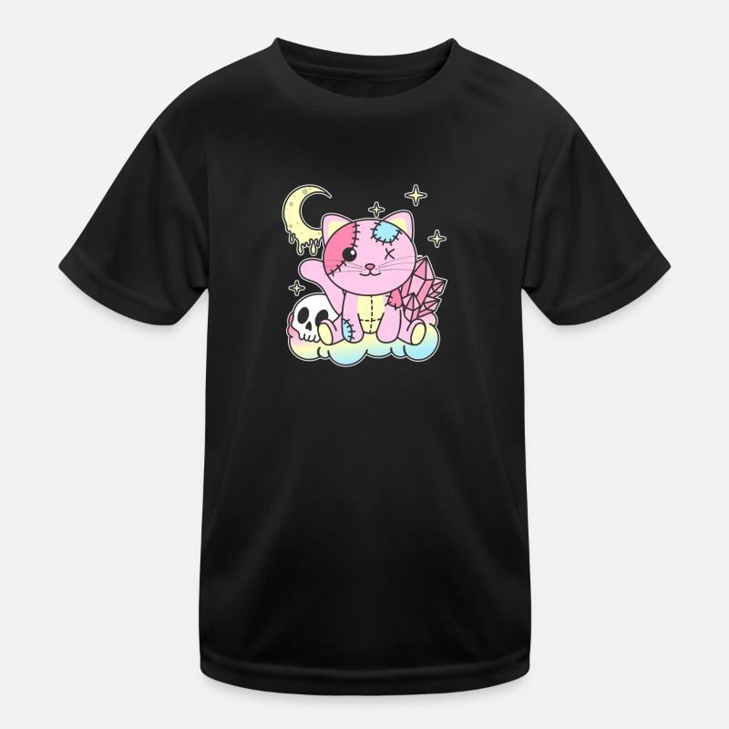 Kawaii Gothic Katze Pastellfarben Gothic Goth Kinder Funktions-T-Shirt