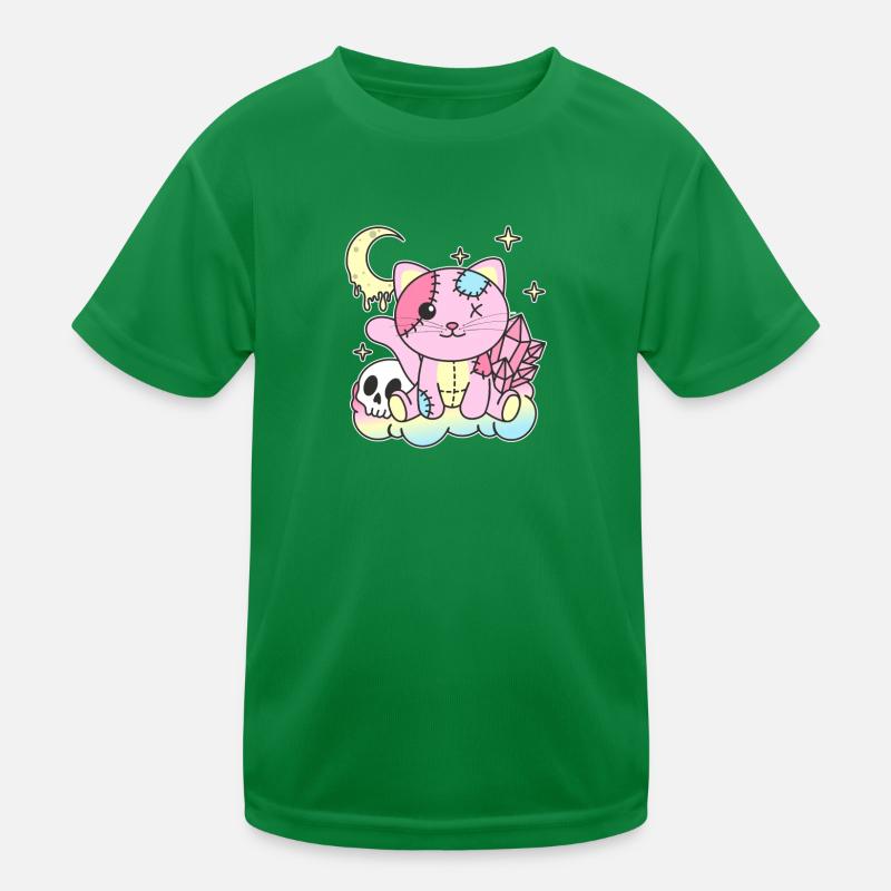 Kawaii Gothic Katze Pastellfarben Gothic Goth Kinder Funktions-T-Shirt