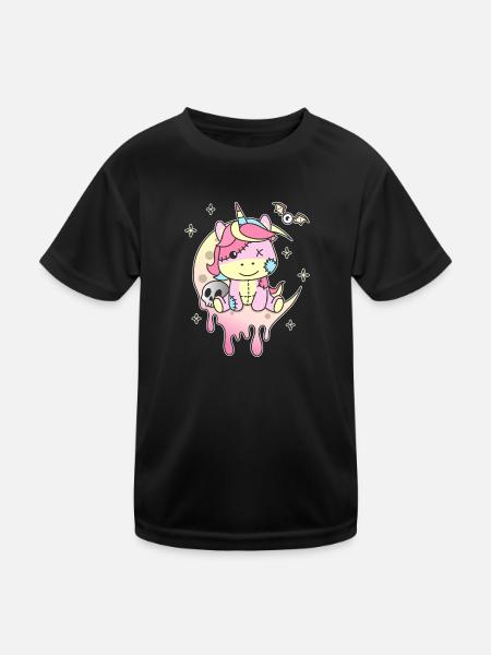 Kawaii Gothic Unicorn Pastel Gothic Goth - T-shirt sport Enfant - noir - Devant