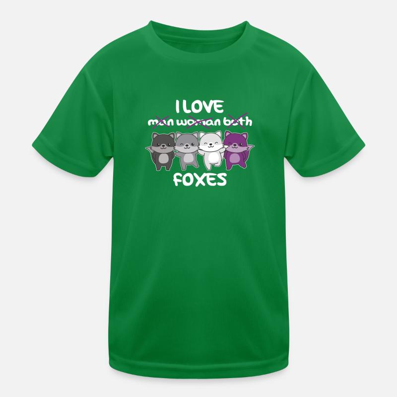 Asexual Flag Pride LGBTQ Cute Fox Kids Functional T-Shirt