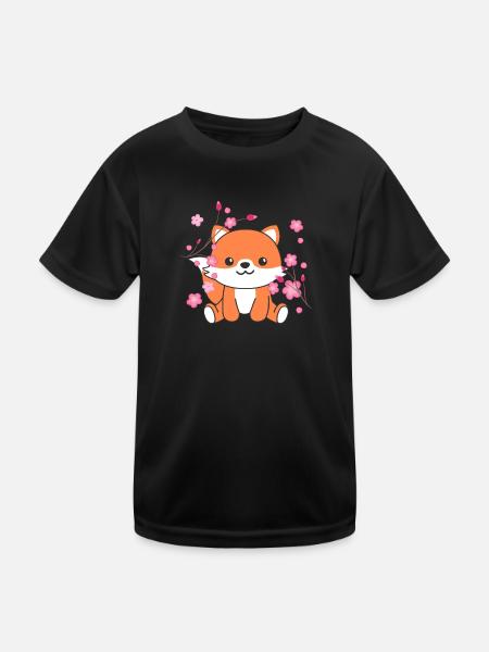 Renard animaux mignons pour enfants kawaii - T-shirt sport Enfant - noir - Devant