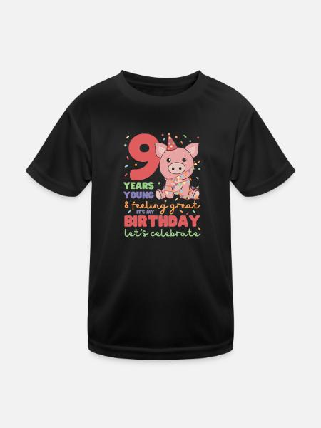 Cochon pour les enfants de 9 ans de neuf ans - T-shirt sport Enfant - noir - Devant
