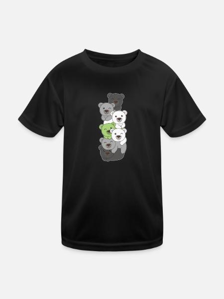 Agender Flag Pride LGBTQ Cute Bear Stack - T-shirt sport Enfant - noir - Devant