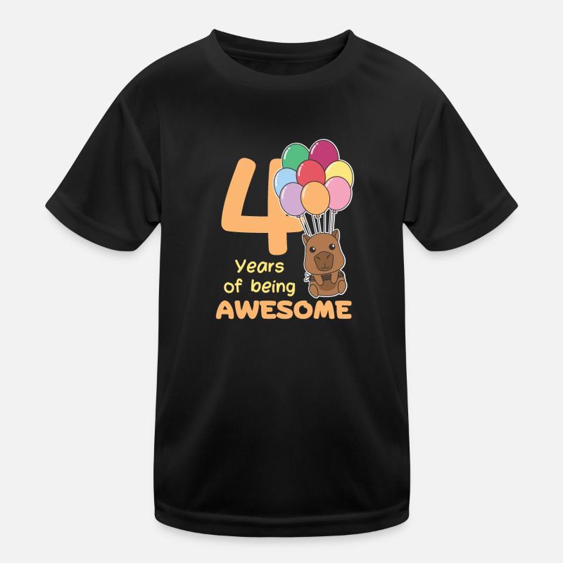 Capybara for 4th birthday children four years old Kids Functional T-Shirt