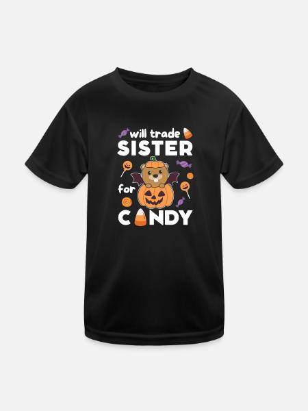 Beaver Halloween échange sa sœur contre des bonbons - T-shirt sport Enfant - noir - Devant