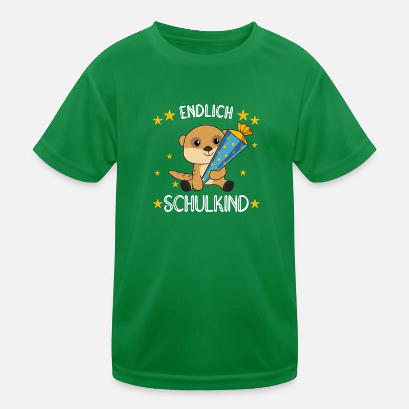 endlich Schulkind Einschulung Schule Erdmännchen Kinder Funktions-T-Shirt