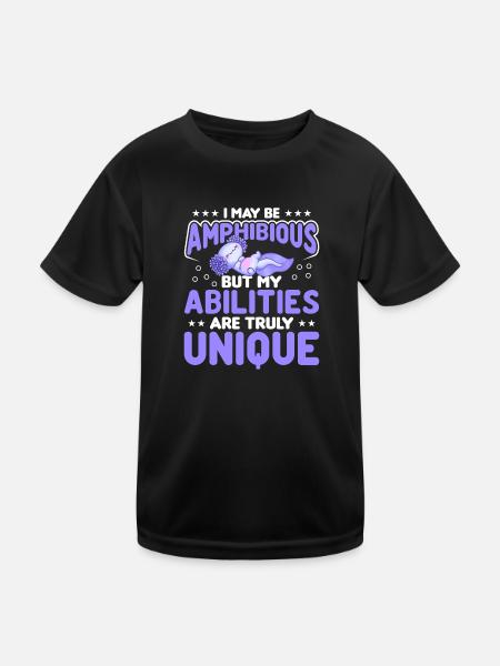 Axolotl Amphibians Salamanders cute axolotl - Kids Functional T-Shirt - black - Front