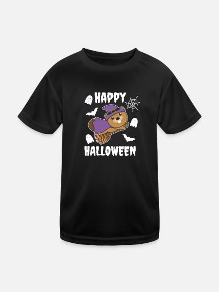 Castor Joyeux Halloween Sorcière Enfants Sorcière Costume de Sorcière - T-shirt sport Enfant - noir - Devant