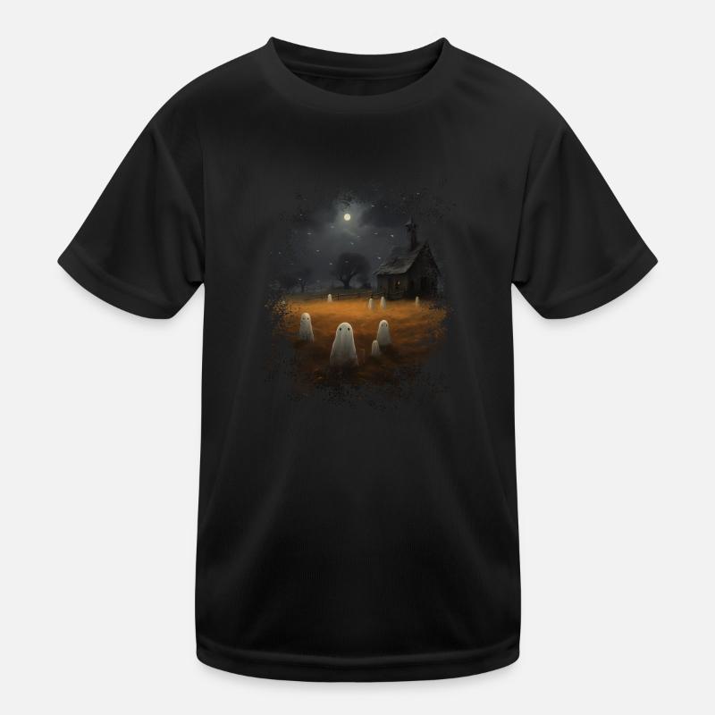 Vintage Ghost Farm Barn Gothic Halloween Kids Functional T-Shirt
