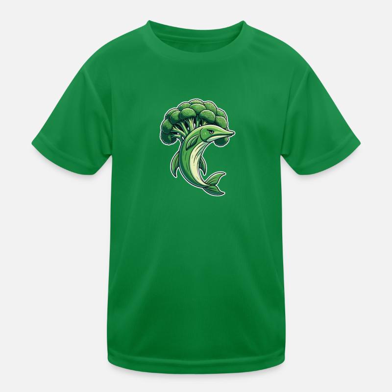 Broccoli Barracuda funny animal made of vegetables Kids Functional T-Shirt