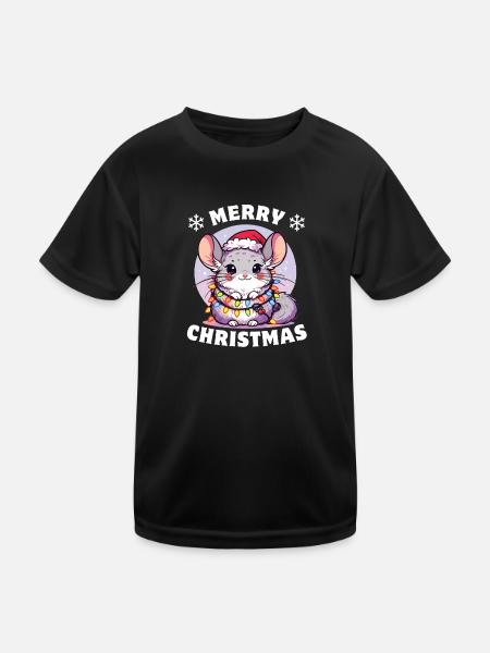 Christmas Fairy Lights Chinchilla - Kids Functional T-Shirt - black - Front