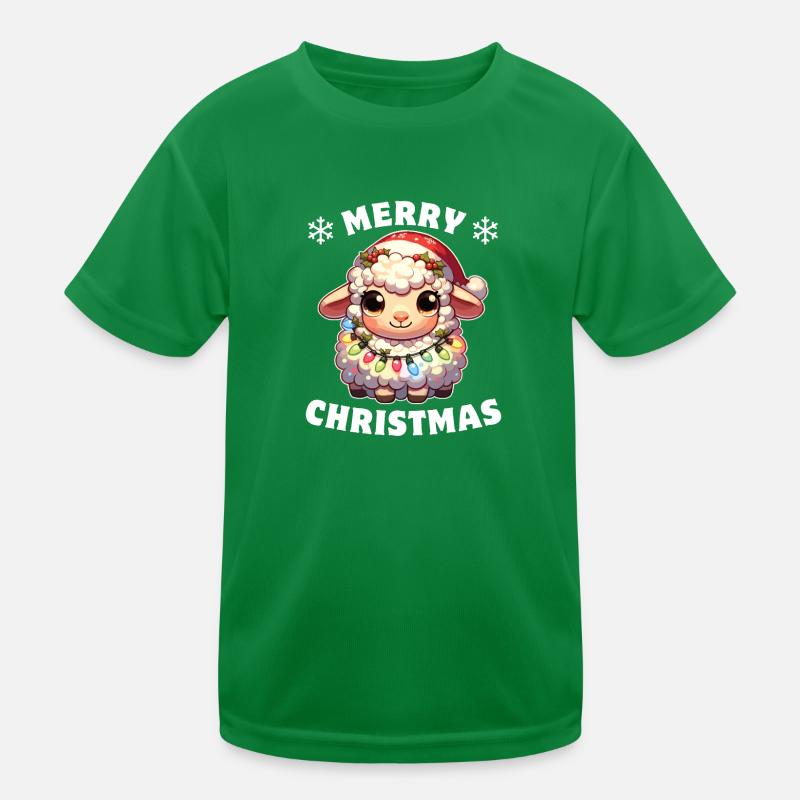 Weihnachtsmütze Weihnachten Lichterkette Schaf Kinder Funktions-T-Shirt