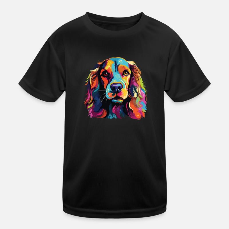 Watercolor Colorful Cocker Spaniel Kids Functional T-Shirt