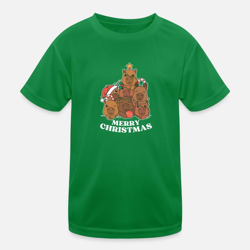 Frohe Weihnachten Capybara Heiligabend Kinder Funktions-T-Shirt