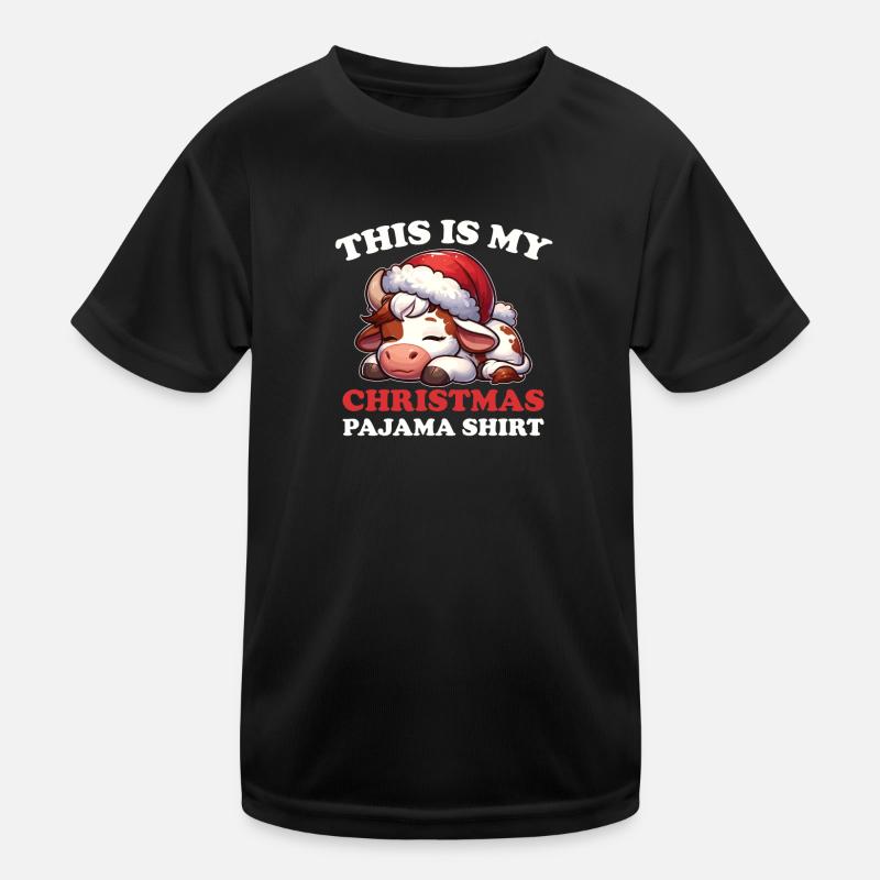 Kuh Weihnachts Schlafanzug Kühe Kinder Funktions-T-Shirt