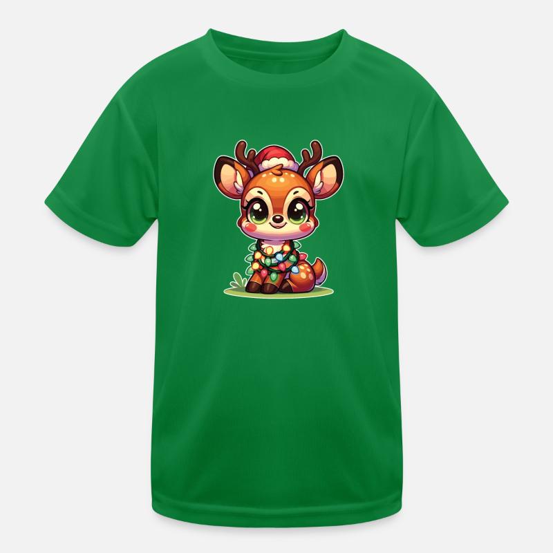Weihnachten Lichterkette Schopfhirsch Kinder Funktions-T-Shirt