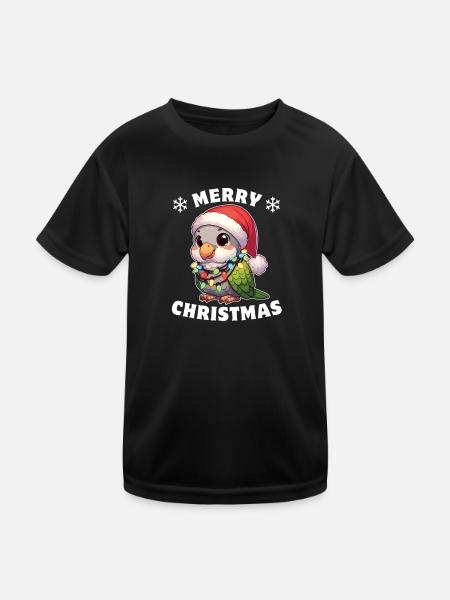 Noël guirlandes lumineuses perruche moine - T-shirt sport Enfant - noir - Devant